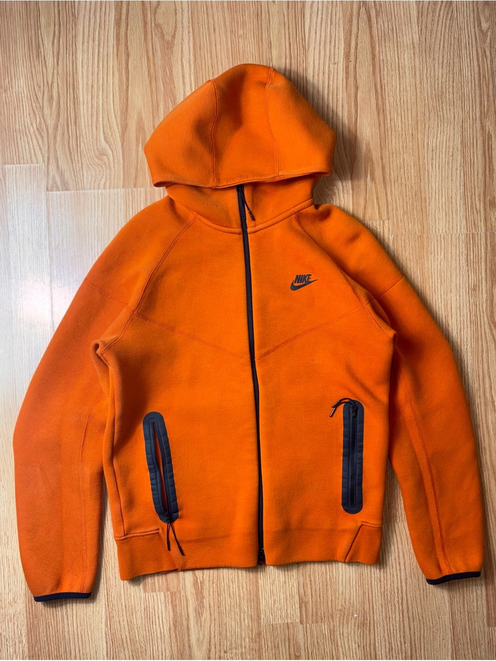 Nike Orange Hooded Zip-Up Jacket with Black Accents